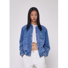 Women Denim Varsity Jacket